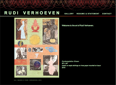 The web site of Marin-based artist Rudi Verhoeven needed to reflect the look and feel of his collages.